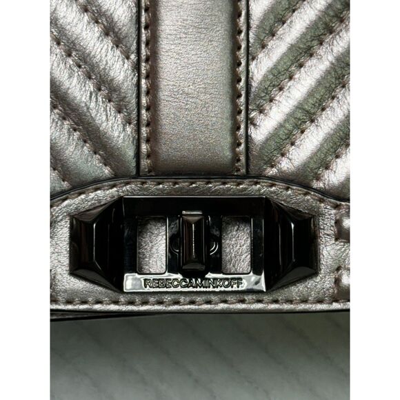 REBECCA MINKOFF Quilted Love Crossbody Bag Pink Metallic Small - Picture 2 of 10